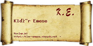 Klár Emese névjegykártya