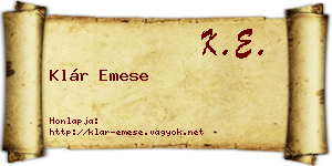 Klár Emese névjegykártya